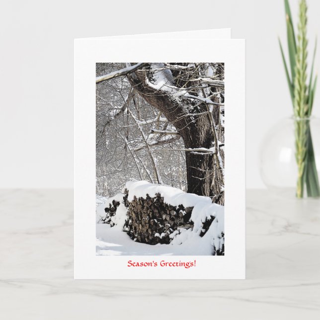 Snö på den Wood högen Helgkort (Framsida)
