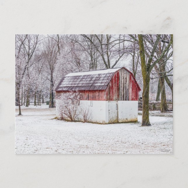 Snö på det tomma rött-barnkortet vykort (Framsida)