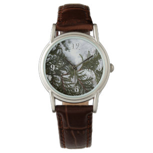 Snö på Evergreen Grenar Armbandsur