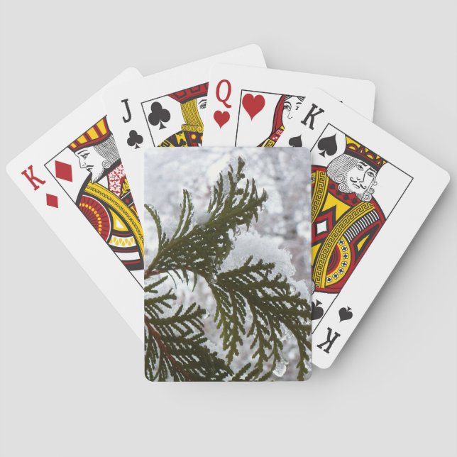 Snö på Evergreen Grenar Casinokort (Baksidan)