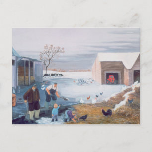 Snö på gården vykort
