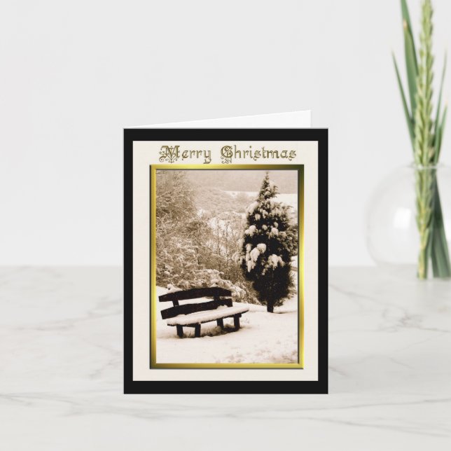 Snö på helgkortet Bench Helgkort (Framsida)