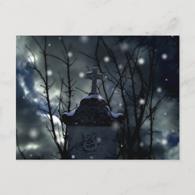 Snö på kyrkogårdskortet vykort (Framsida)