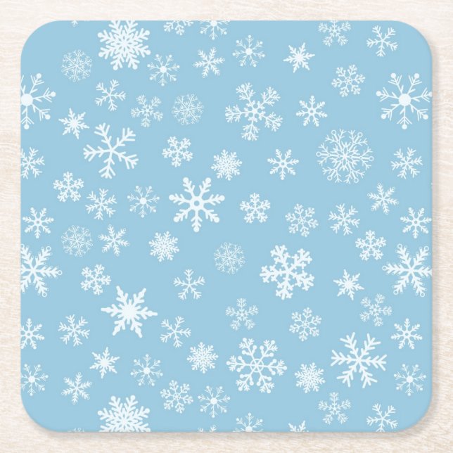Snö på Light - blåttbakgrund Underlägg Papper Kvadrat (Framsidan)