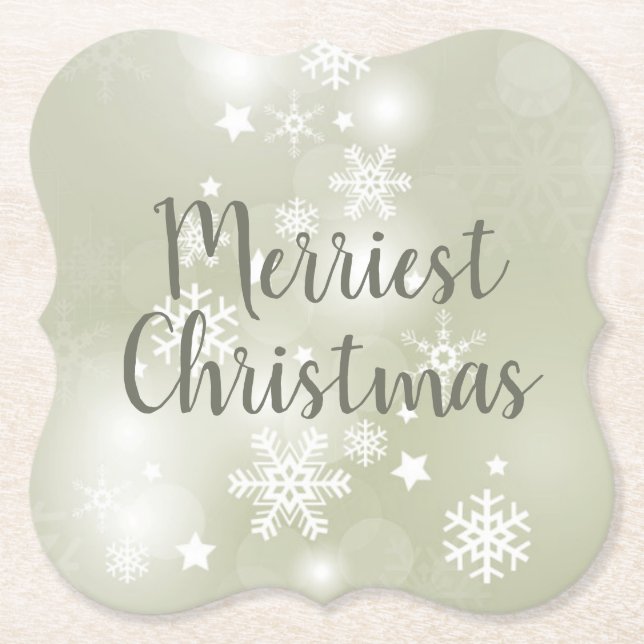 Snö på Sage Elegant Abstrakt Vattenfärg Underlägg Papper (Framsida)