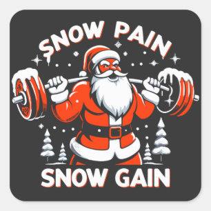 Snö Pain Snö Gain Festive jul Gym Workout Fyrkantigt Klistermärke
