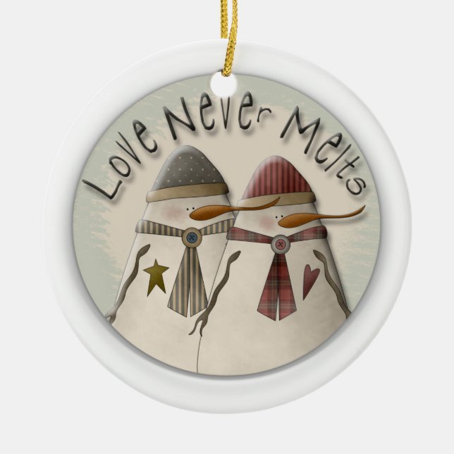 Snö par julgransprydnad keramik (Framsidan)