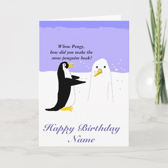 Snö Penguin anpassar födelsedagskort Kort (Framsida)