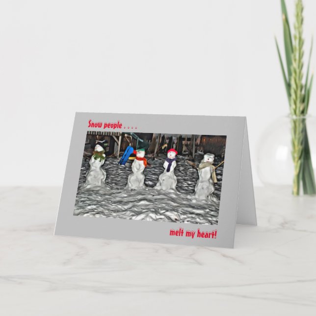 Snö People Melt min hjärtliga jul-Helgdag Kort (Framsida)