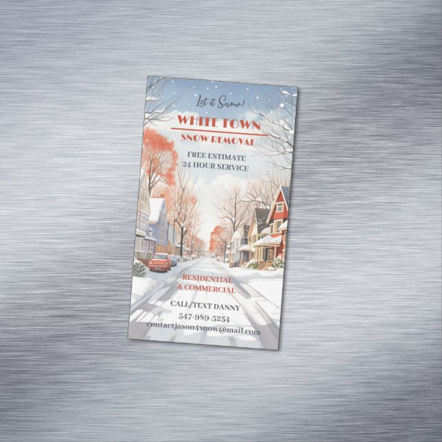 Snö Plowing Magnetiska Visitkort (In Situ)