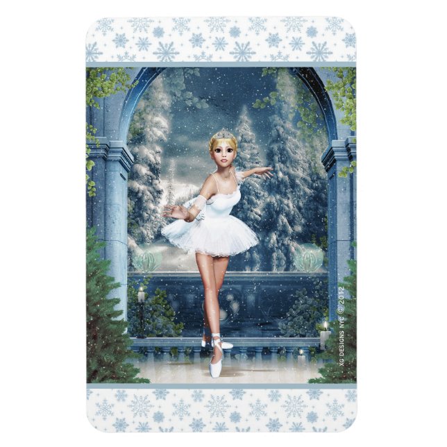 Snö Princess Ballerina jul Magnet (Vertikal)