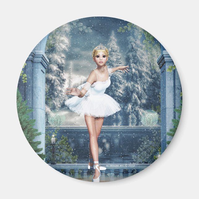 Snö Princess Ballerina Round Magnet (Framsidan)