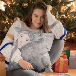 Snö Princess Bear med eller utan text Throw Pill Kudde