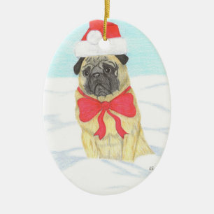 Snö Pug inspirationsinstruktion Julgransprydnad Keramik