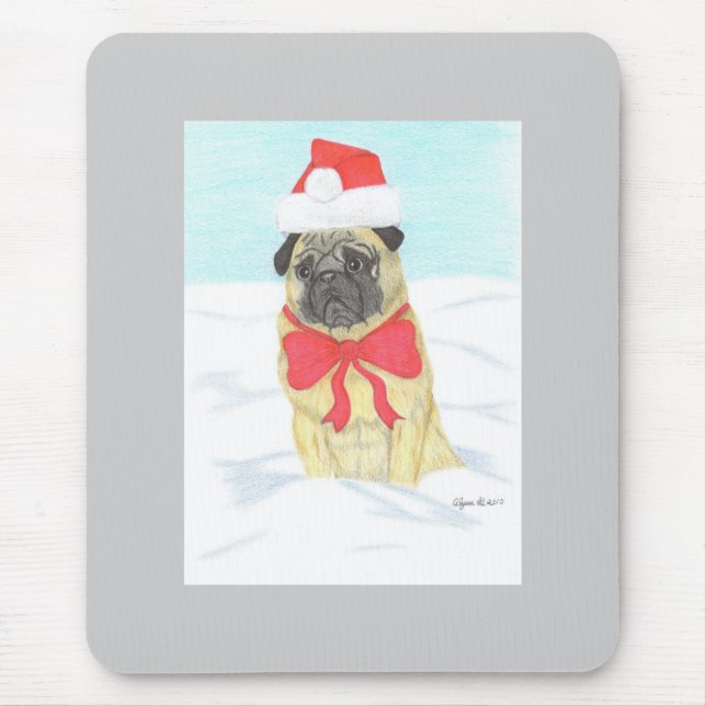 Snö Pug Mousepad Musmatta (Framsidan)
