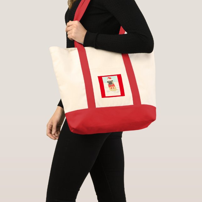 Snö Pug Tote Bag Tygkasse (Framsida (produkt))