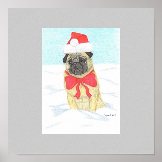 Snö Pug-utskrift Poster (Framsidan)