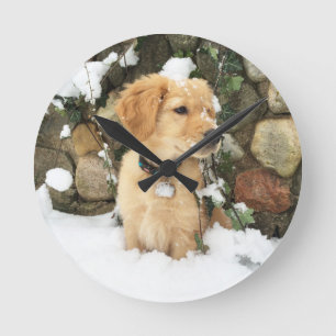 Snö Puppy Rund Klocka