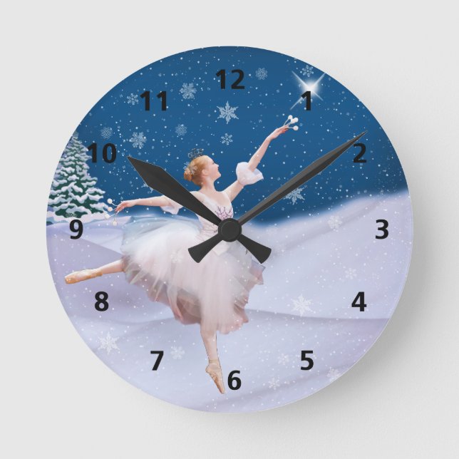 Snö Queen Ballerina Anpassade Clock Rund Klocka (Framsida)