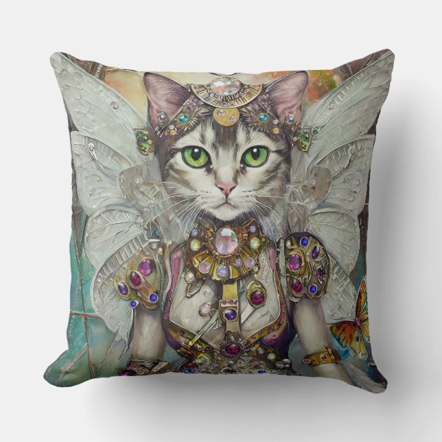 Snö Queen Cat of the Butterfly Vinge Brigade Kudde (Framsida)