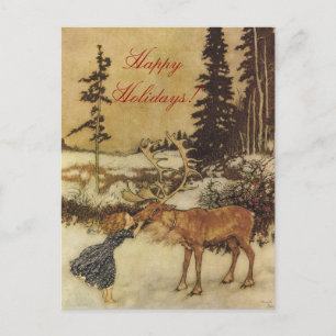 Snö Queen Fairy Tale med Gerda Postcard Helg Vykort