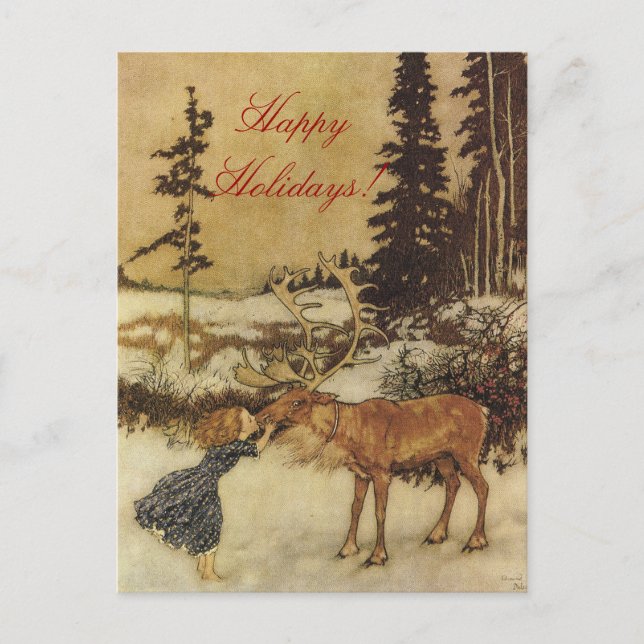 Snö Queen Fairy Tale med Gerda Postcard Helg Vykort (Framsida)