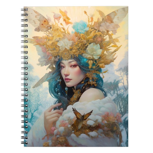 Snö Queen Fantasy Art Anteckningsbok (Framsidan)
