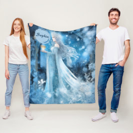 Snö Queen Fantasy Art - Mystical Winter Goddess Fleecefilt