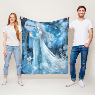 Snö Queen Fantasy Art - Mystical Winter Goddess Fleecefilt