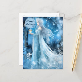 Snö Queen Fantasy Art - Mystical Winter Goddess Helg Vykort