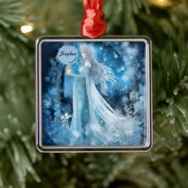 Snö Queen Fantasy Art - Mystical Winter Goddess Julgransprydnad Metall