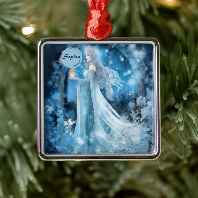 Snö Queen Fantasy Art - Mystical Winter Goddess Julgransprydnad Metall (Träd)