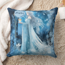 Snö Queen Fantasy Art - Mystical Winter Goddess Kudde