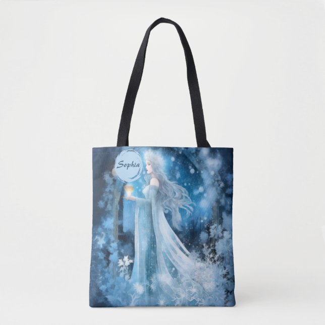 Snö Queen Fantasy Art - Mystical Winter Goddess Tygkasse (Framsida)