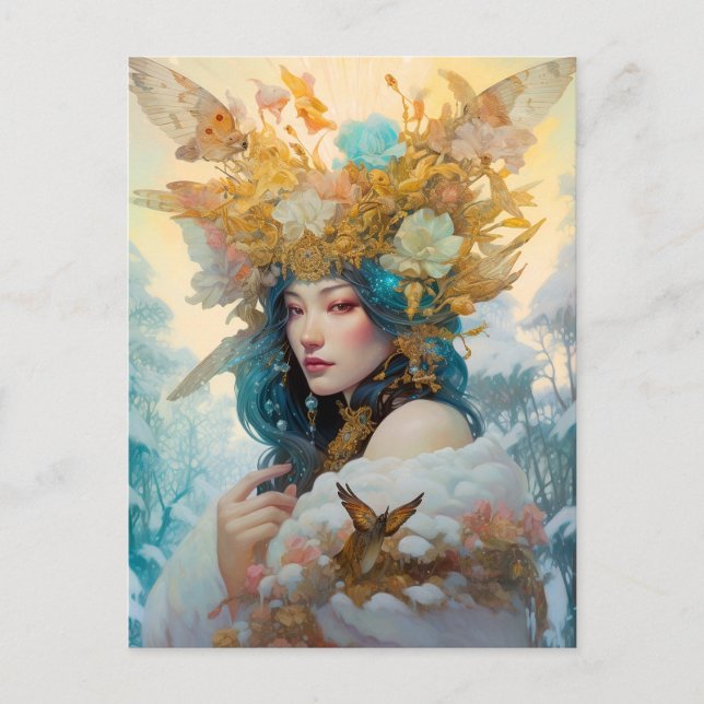 Snö Queen Fantasy Art Vykort (Framsida)