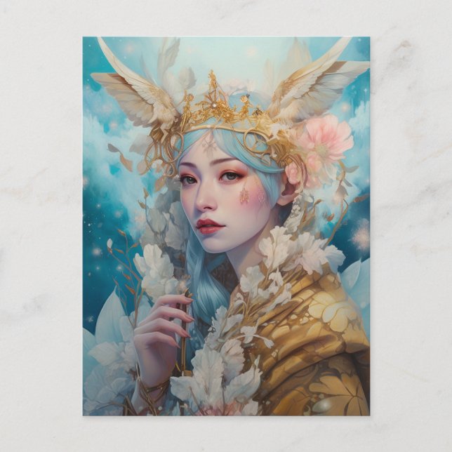 Snö Queen Fantasy Art Vykort (Framsida)