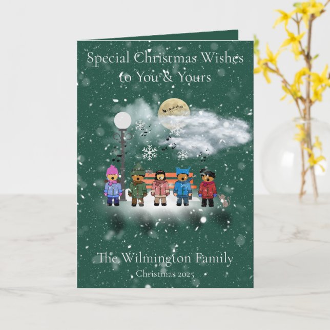 Snö Quintet-familjens julklapp Kort (Gul blomma)