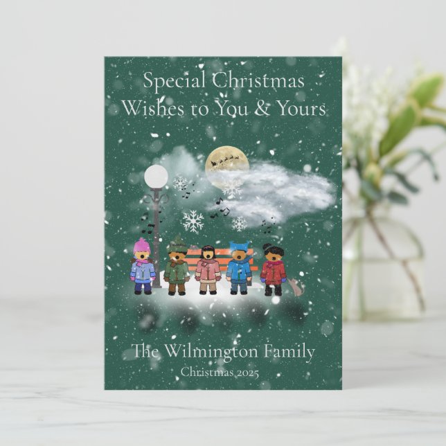 Snö Quintet-familjens julklapp - platt Kort (Stående Fram)