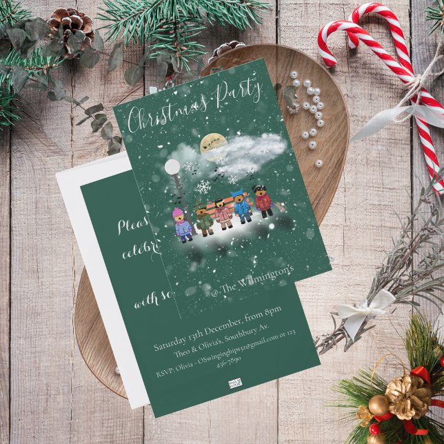 Snö Quintet-inbjudan till julfest Inbjudningar (Quintet Christmas Party Invitation)