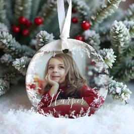 Snö Ram - minimalt två anpassade fotonamnskript Julgransprydnad Keramik