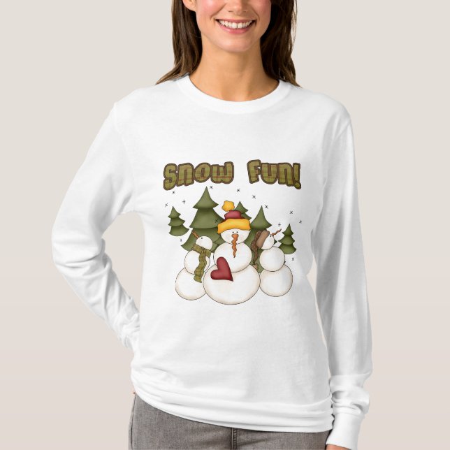 Snö Roligt Två skjortor och gåvor T-shirt (Framsida)