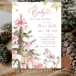 Snö Rosa Flicka Vinter Baby Shower Inbjudningar
