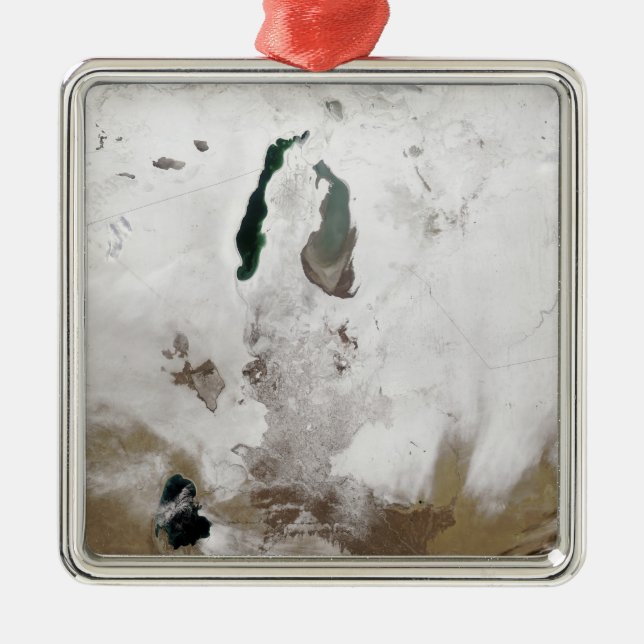 Snö runt Aralsjön Julgransprydnad Metall (Framsidan)