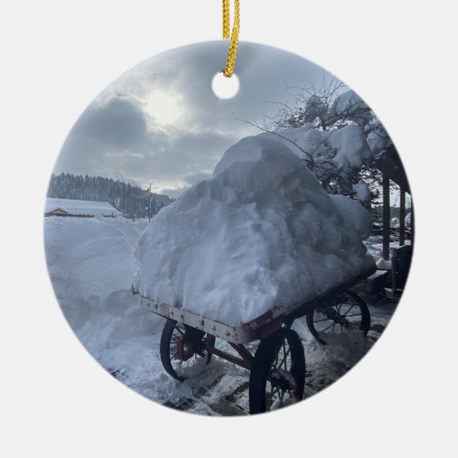 Snö Rush, Truckee, Kalifornien Julgransprydnad Keramik (Framsidan)