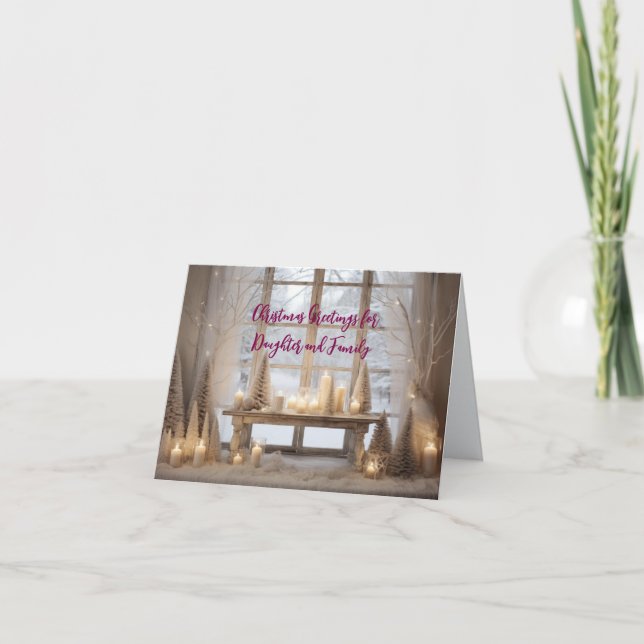 SNÖ SCENE DAUGHTER n FAMILY CHRISTMAS CARD Kort (Framsida)