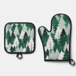 Snö Scene Festive Grönt Winter Träd jul