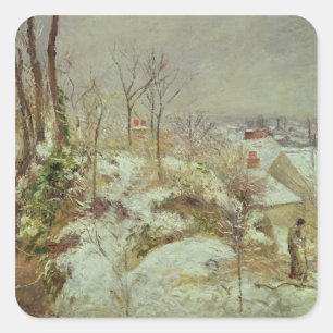 Snö Scene Fyrkantigt Klistermärke