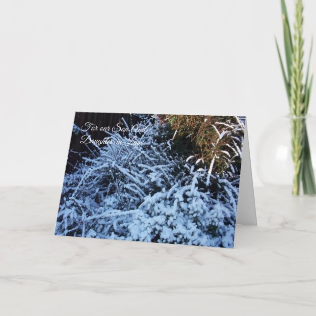 Snö Scene Son och svärdotter Jul Helgkort (Framsida)