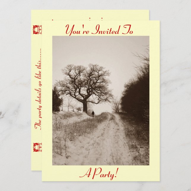 snö-scenens inbjudan till julfest för fotografi (Fram/baksida)