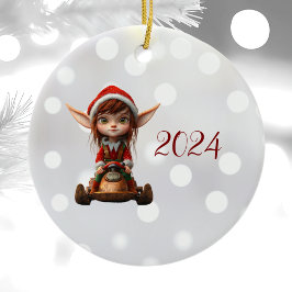 Snö Scooter jul Elf Ceramic Ornament